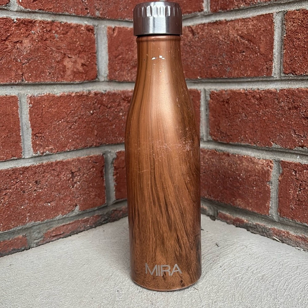 Mira 17oz. Vaccuum Insulated Stainless Steel Water Drink Bottle Wood Tone Look